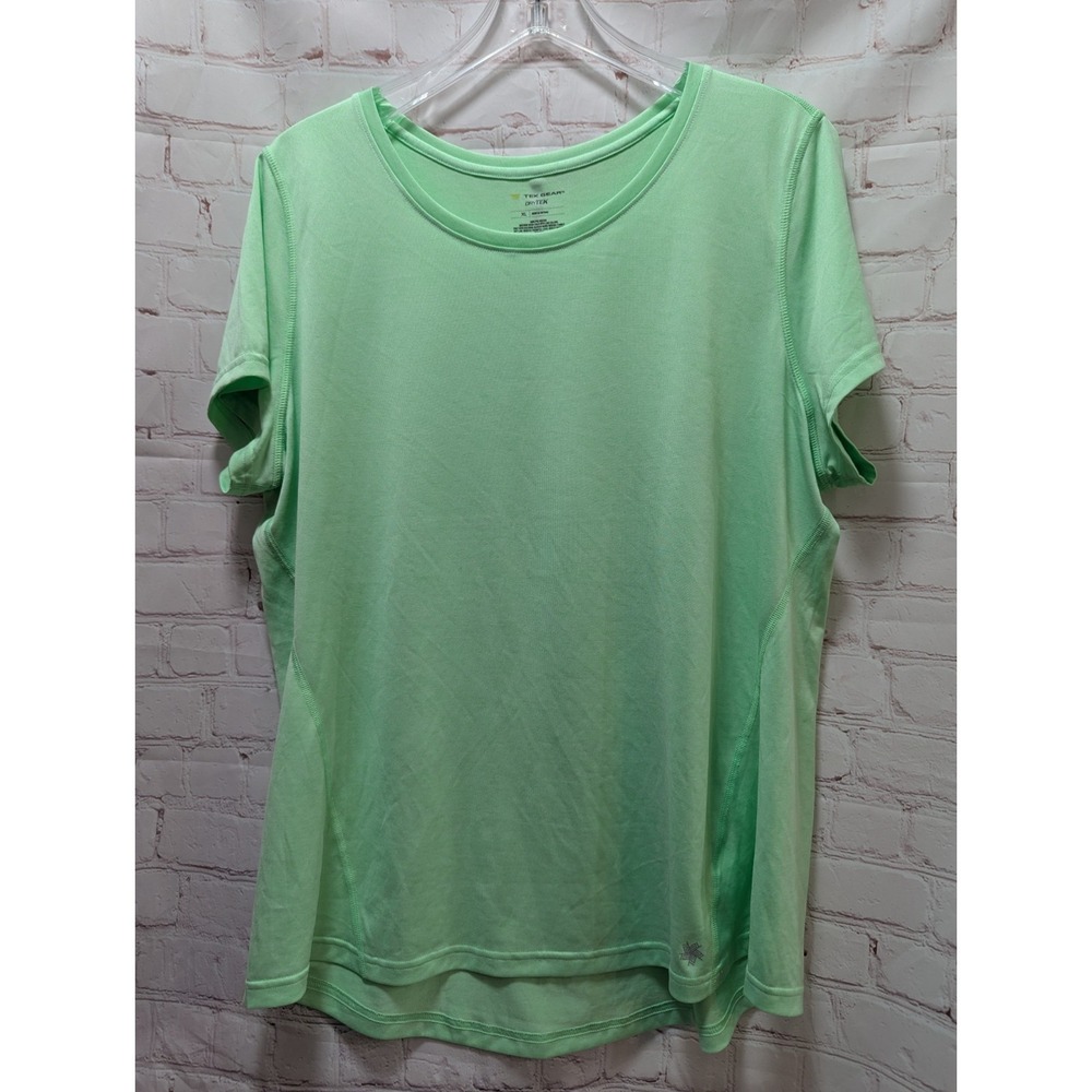 Tek Gear Women XL green athletic t shirt‎ top hi-low loose fit reflective Drytek